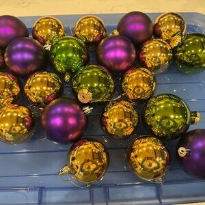 Lot of 22 Round Ornaments perfect for Mardi Gras or other holiday decorations